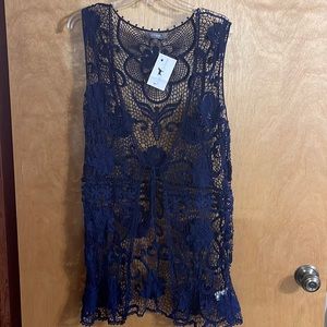 NWT Umgee navy lace cardigan.
